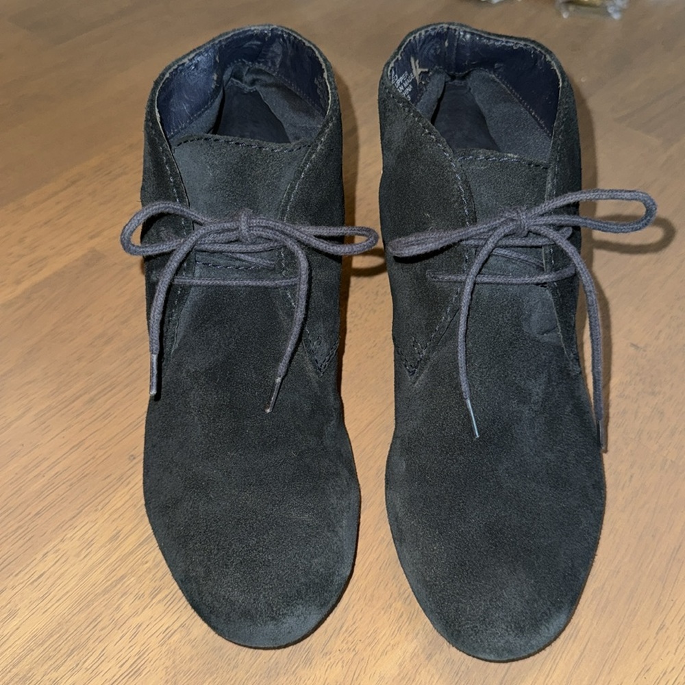 Navy Blue Nine West Wedge Booties 6.5